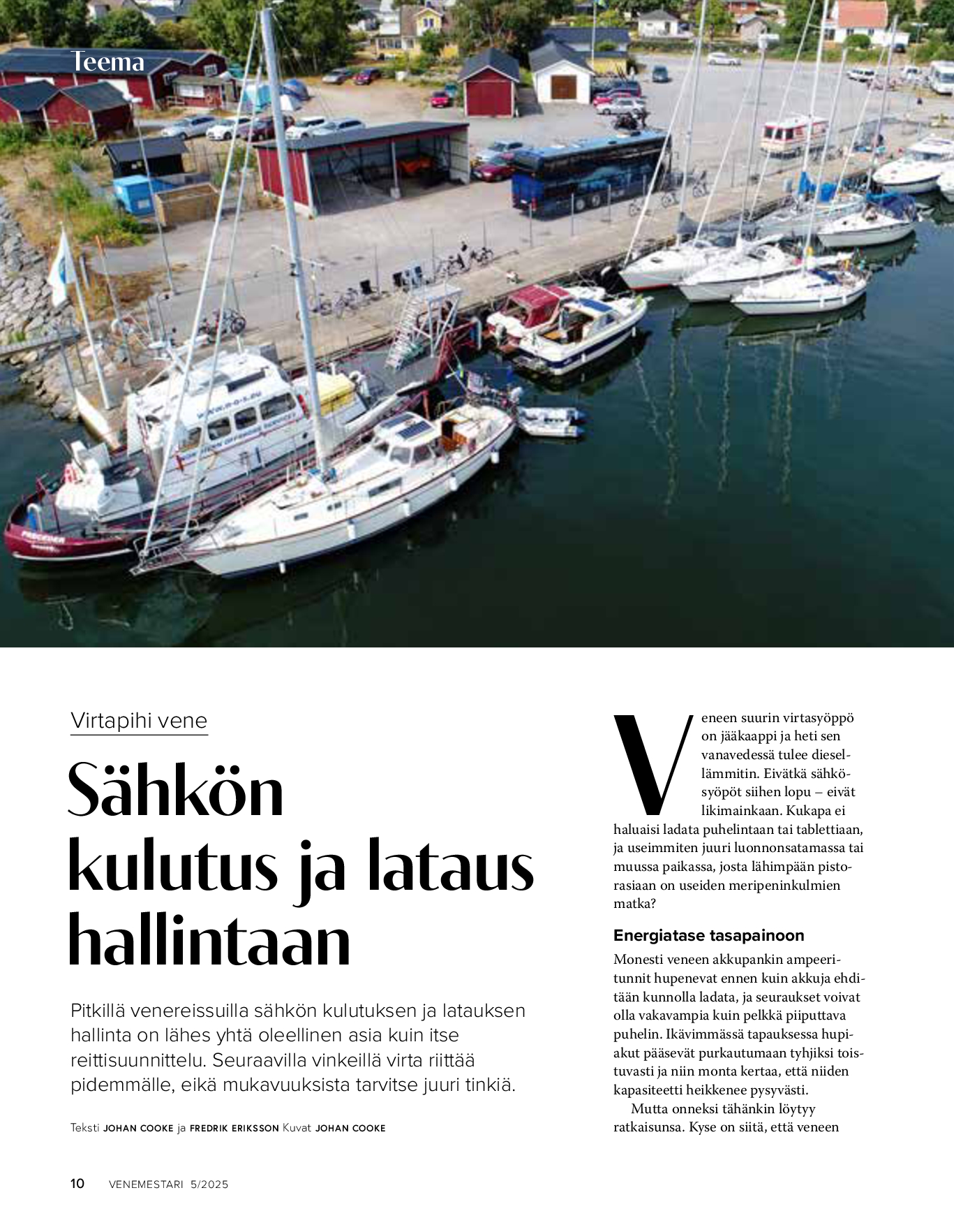 Teema: Virtapihi vene – Sähkön kulutus ja lataus hallintaan